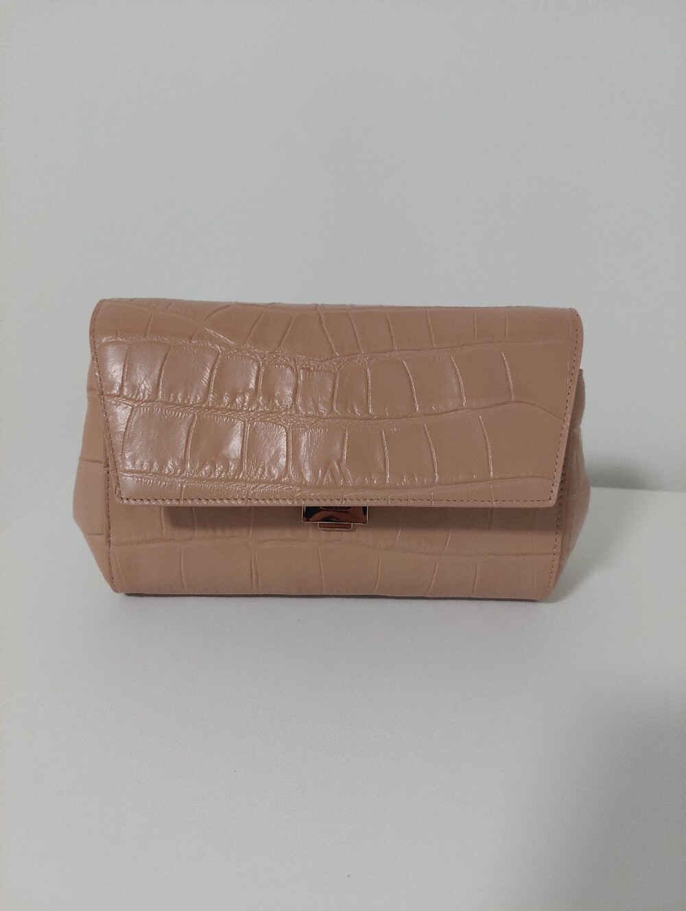 Kaai Ikon Soft Croc-Embossed Leather Clutch - Cappuccino